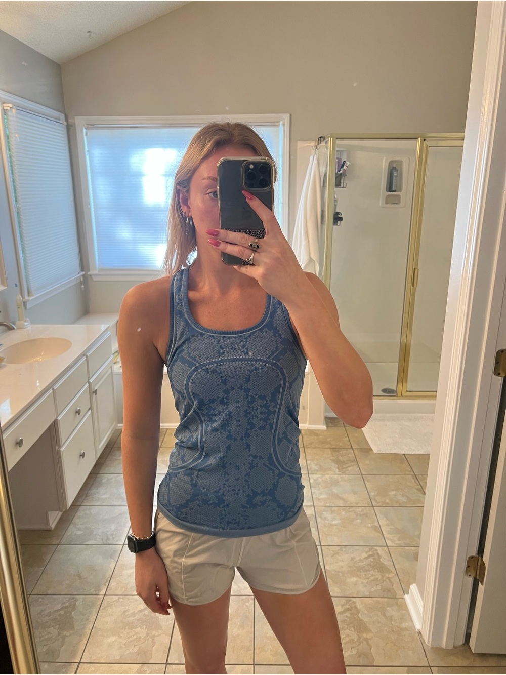 lululemon Blue Patterned Racerback Tank